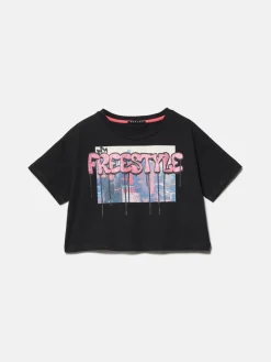 Girls Sisley Tops & T-Shirts<Boxy T-Shirt With Print And Glitter
