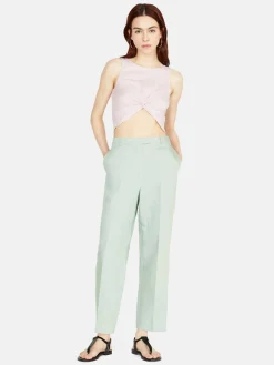 Women Sisley Trousers<Cigarette Trousers In Linen Blend
