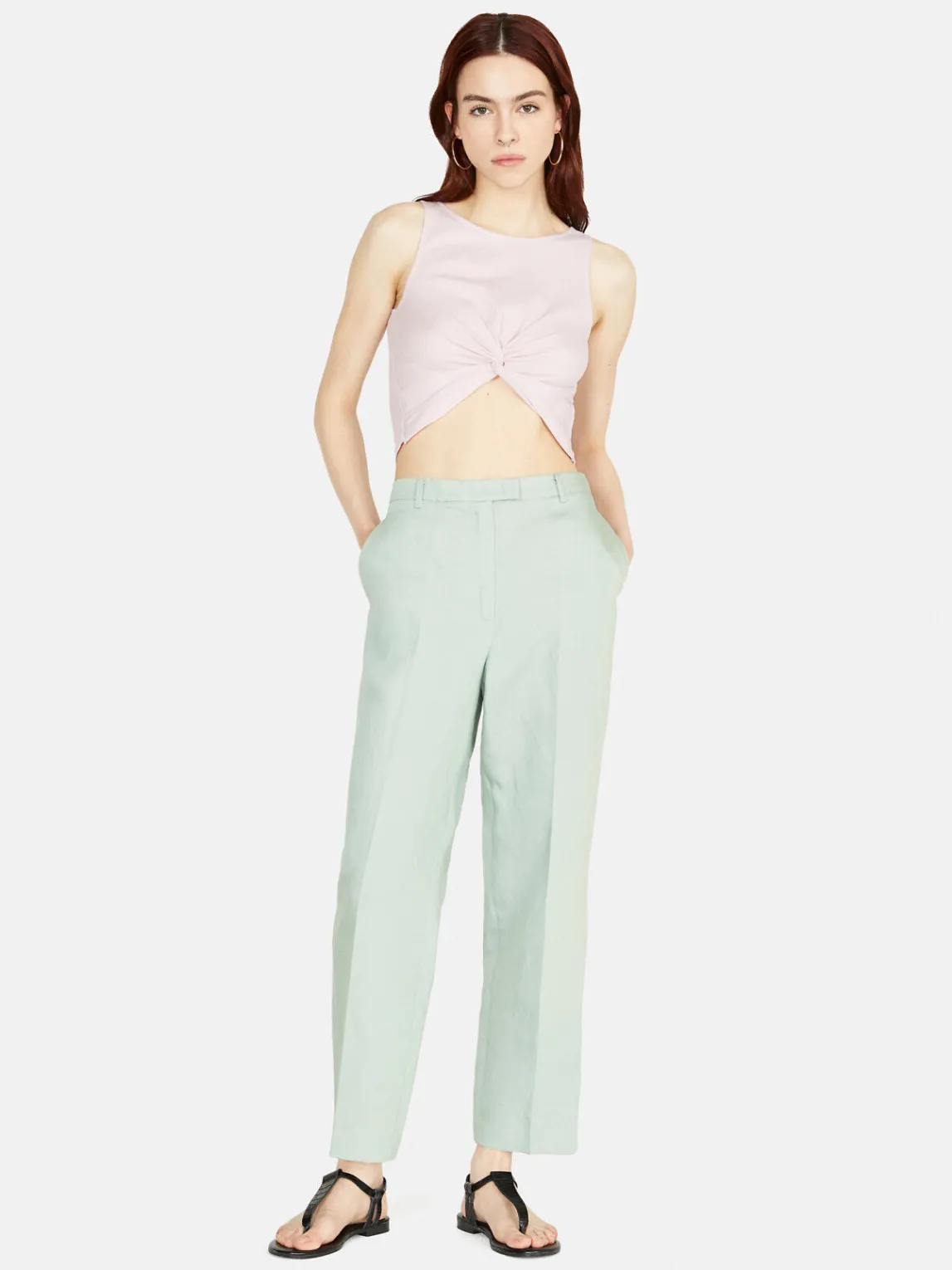 Women Sisley Trousers<Cigarette Trousers In Linen Blend