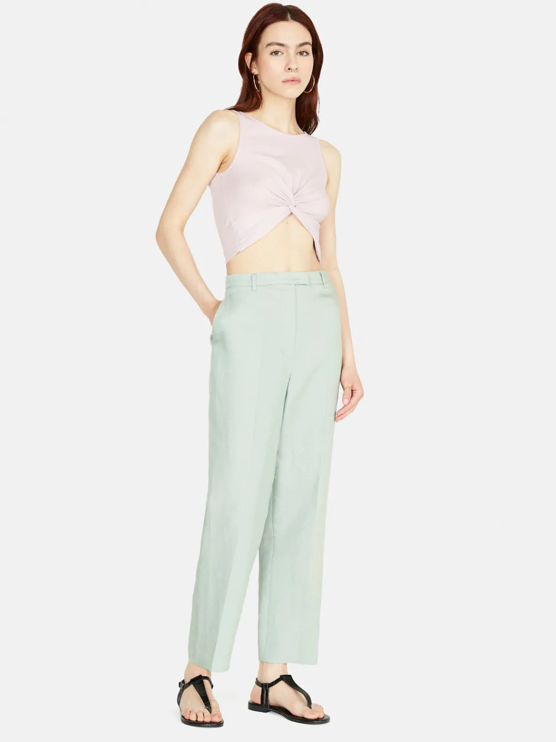 Women Sisley Trousers<Cigarette Trousers In Linen Blend