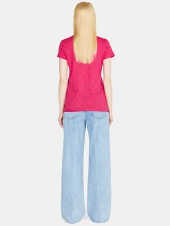 Women Sisley Tops & T-Shirts<Crew Neck T-Shirt With Raw Cut