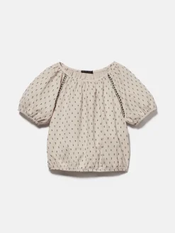 Girls Sisley Tops & T-Shirts<Cropped Blouse With Embroidery