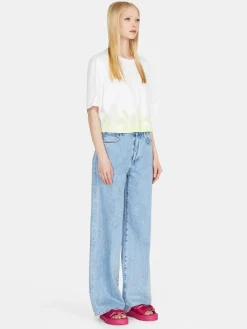 Women Sisley Tops & T-Shirts<Cropped Oversized Fit T-Shirt With Print