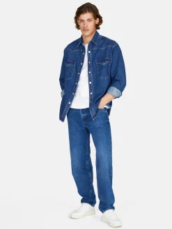 Men Sisley Jackets & Coats<Denim Shirt-Jacket
