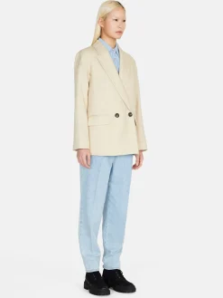 Women Sisley Jackets & Coats<Double-Breasted Jacket With Shoulder Pads