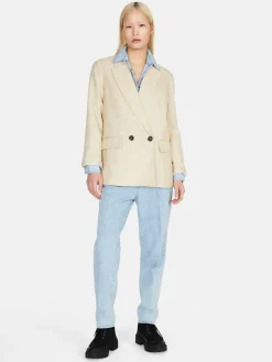 Women Sisley Jackets & Coats<Double-Breasted Jacket With Shoulder Pads