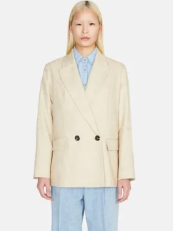 Women Sisley Jackets & Coats<Double-Breasted Jacket With Shoulder Pads