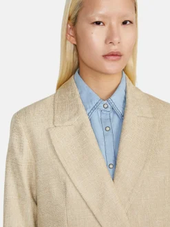 Women Sisley Jackets & Coats<Double-Breasted Jacket With Shoulder Pads