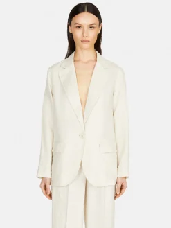Women Sisley Jackets & Coats<Single-Breasted 100% Linen Jacket