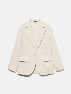 Women Sisley Jackets & Coats<Single-Breasted 100% Linen Jacket