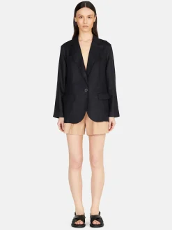 Women Sisley Jackets & Coats<Single-Breasted 100% Linen Jacket