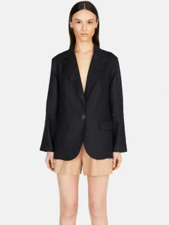 Women Sisley Jackets & Coats<Single-Breasted 100% Linen Jacket