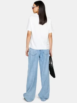 Women Sisley Tops & T-Shirts<T-Shirt With Broderie Anglaise