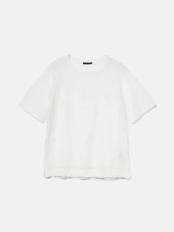 Women Sisley Tops & T-Shirts<T-Shirt With Broderie Anglaise