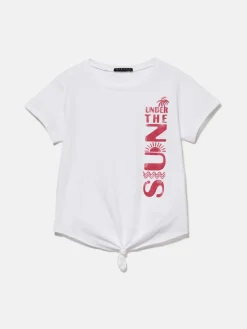 Girls Sisley Tops & T-Shirts<T-Shirt With Knot And Print