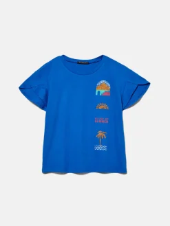 Girls Sisley Tops & T-Shirts<T-Shirt With Print And Beads