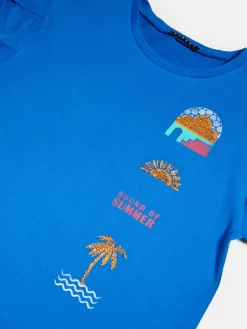 Girls Sisley Tops & T-Shirts<T-Shirt With Print And Beads
