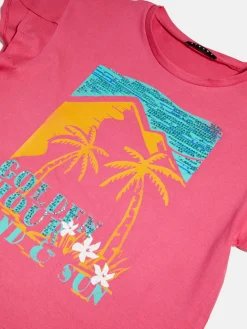 Girls Sisley Tops & T-Shirts<T-Shirt With Print And Beads