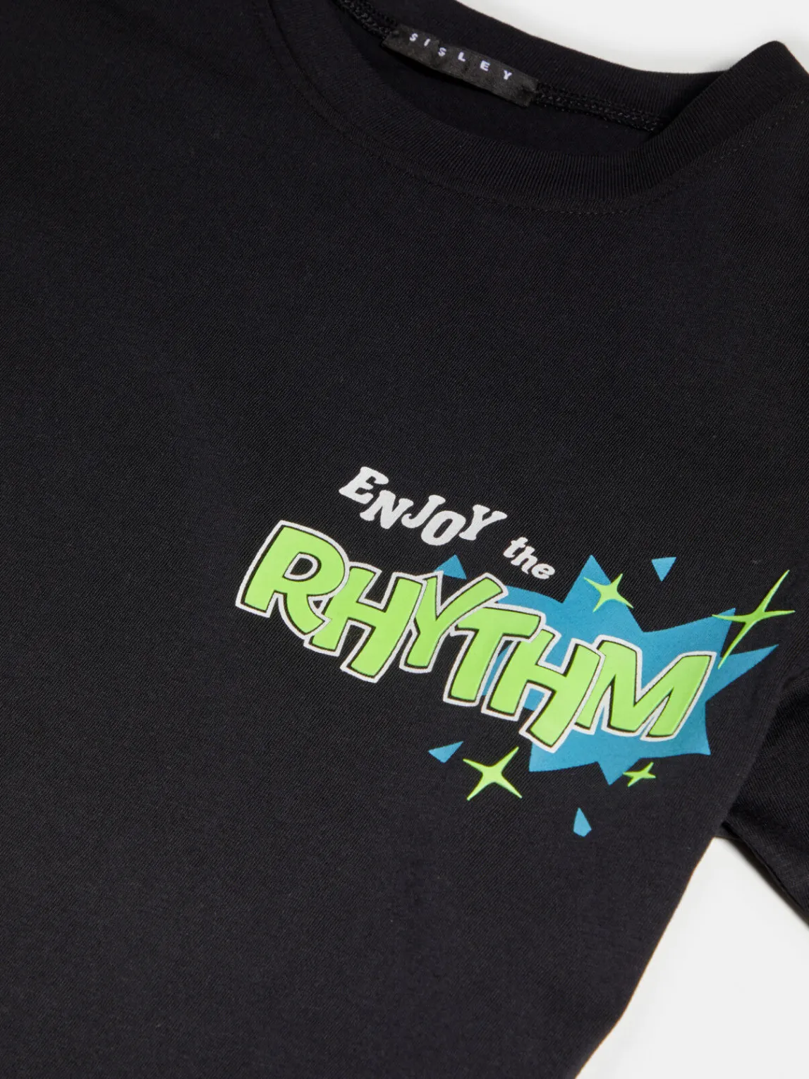 Boys Sisley Shirts & T-Shirts<T-Shirt With Print And Neon Detail
