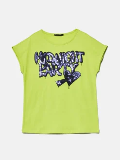 Girls Sisley Tops & T-Shirts<T-Shirt With Print And Sequins