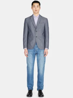 Men Sisley Jackets & Coats<Yarn Dyed Single-Breasted Jacket
