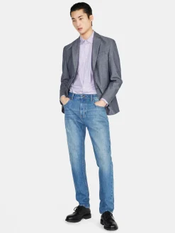 Men Sisley Jackets & Coats<Yarn Dyed Single-Breasted Jacket